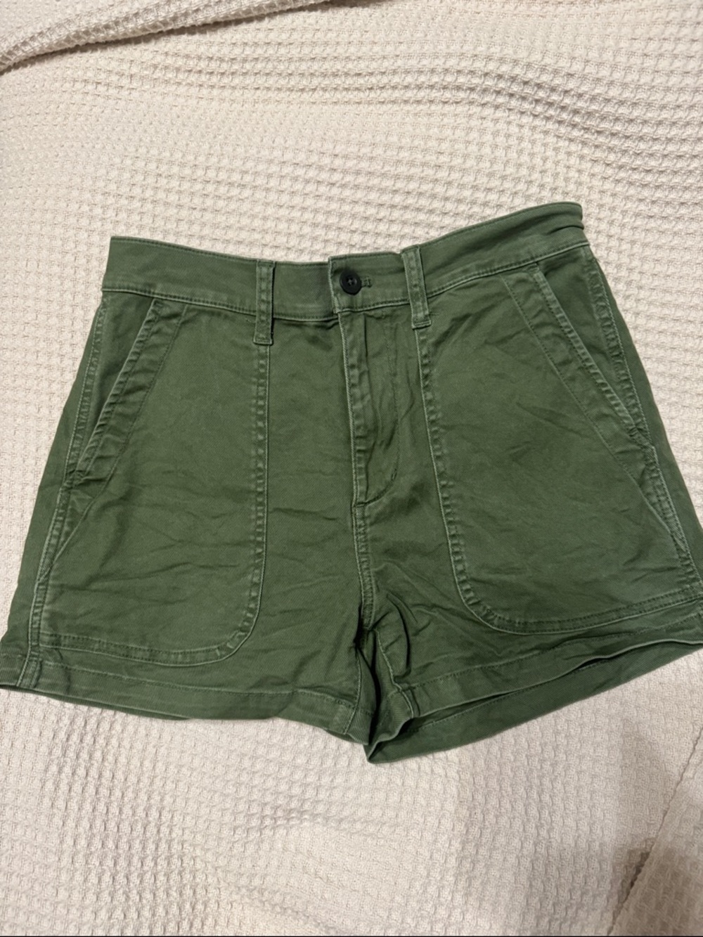 Madewell Green High-Rise Cotton Perfect Vintage Utility Shorts